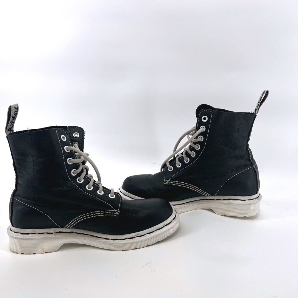 Dr. Doc Martens 1460 Pascal BW Black & White Leather Boots Size 38 Combat Grunge - Picture 5 of 8
